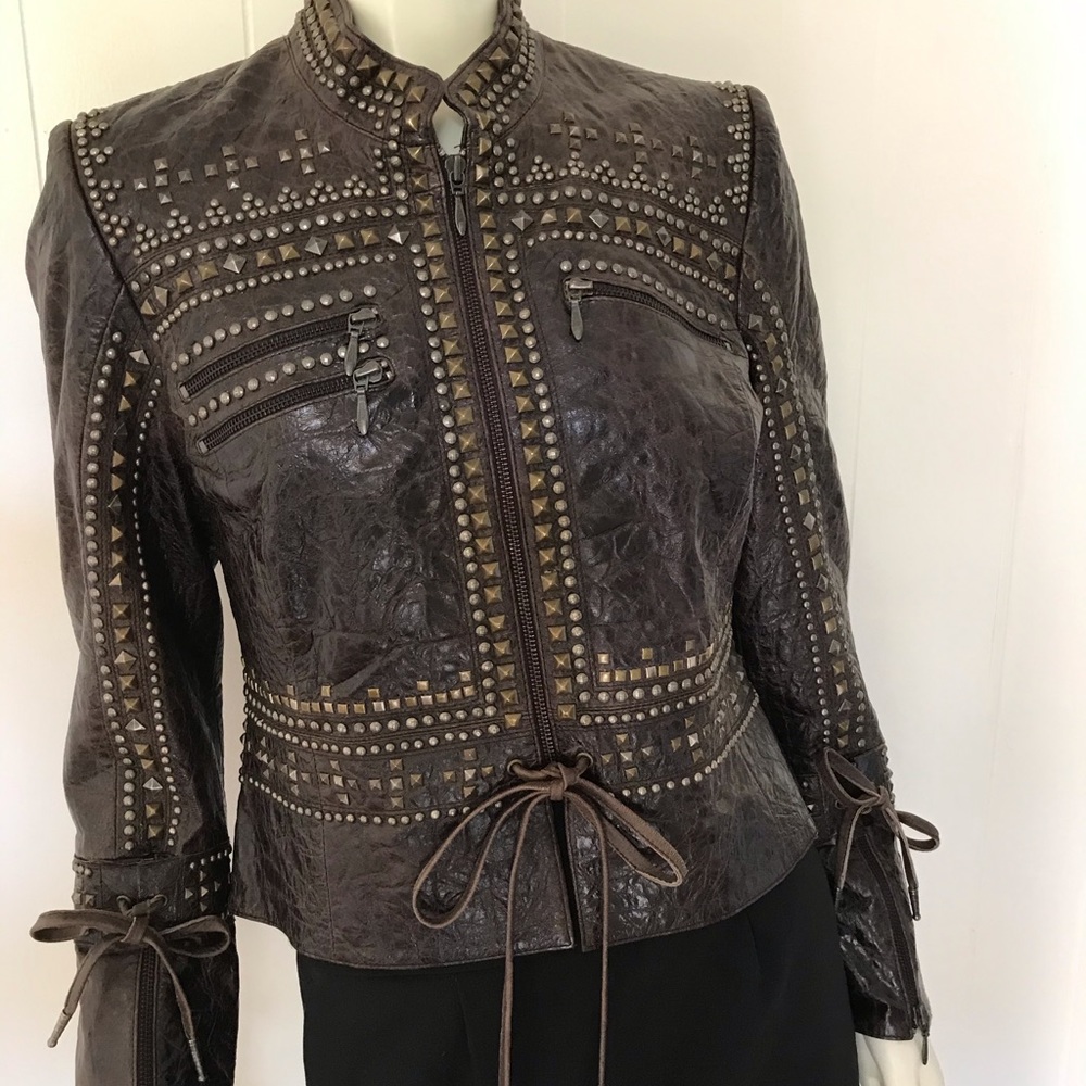 Double D Ranch studded leather jacket brown Size S